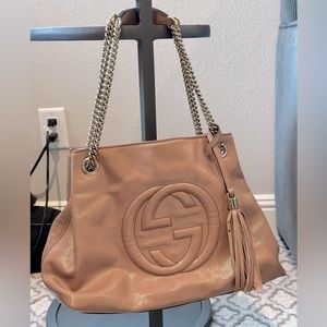 Patent blush pink Gucci handbag